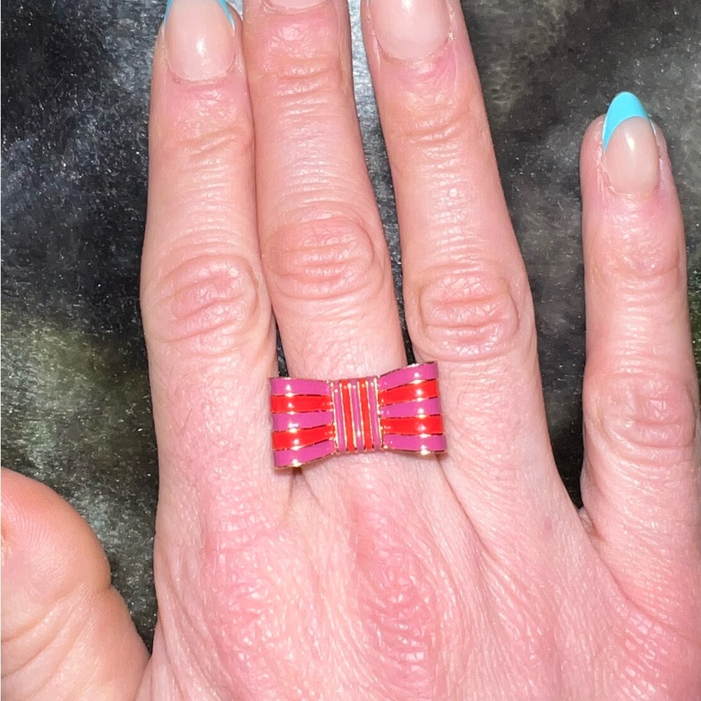 Coach Poppy Pink Stripe Bow Ring 💝 - Picture 8 of 8